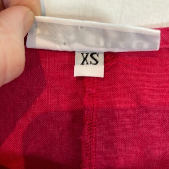 Bryn Walker 100% linen oversized sleeveless dress elasticized hem hot pink XS - Picture 5 of 11